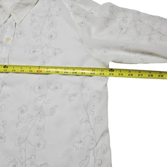 Mosaic Blouse Womens 16 White Floral Sheer Button Up Shirt Fairy Romantic Top - Picture 3 of 12